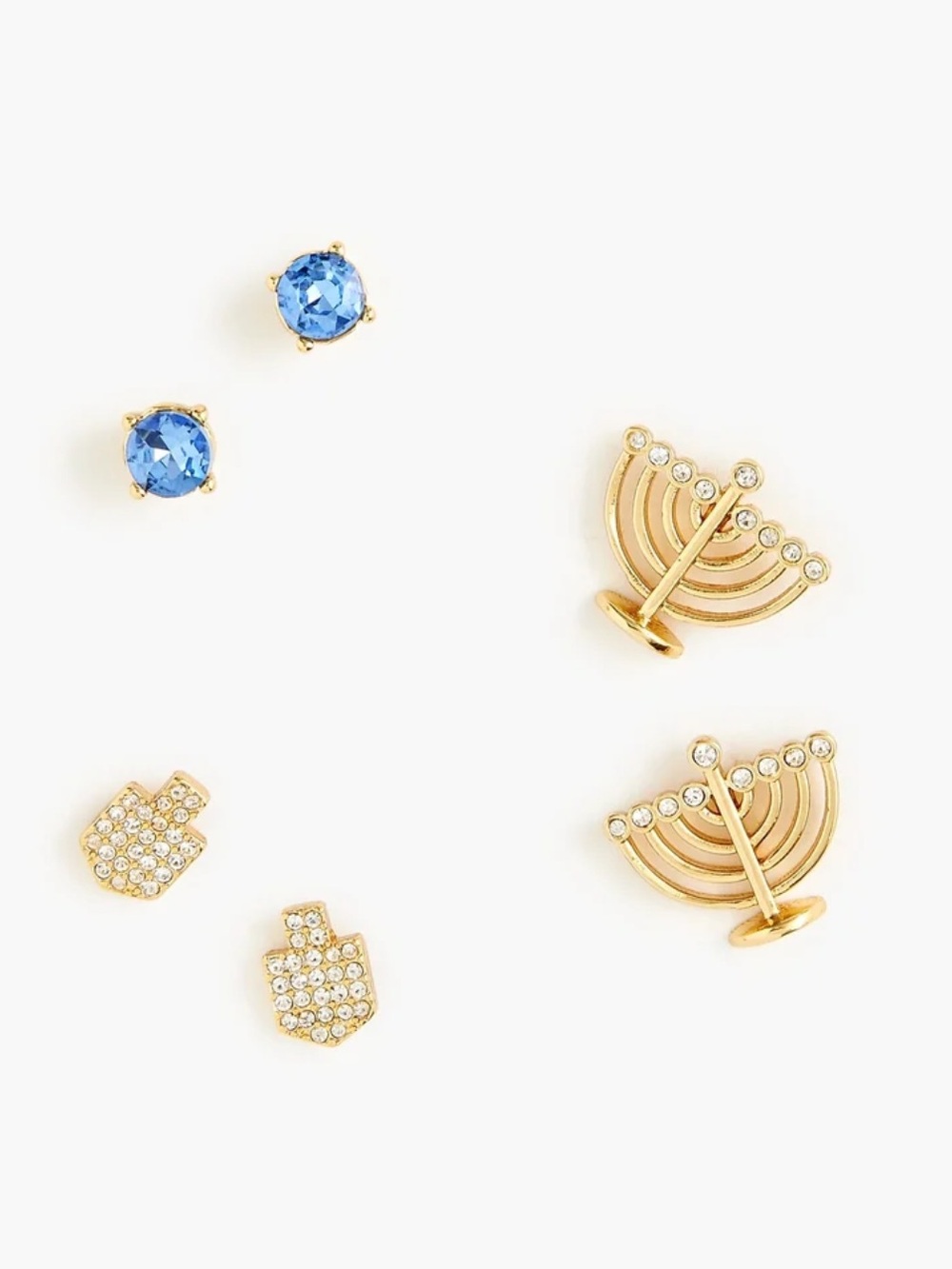 J. Crew Factory Hanukkah Stud Earrings pack-of-three